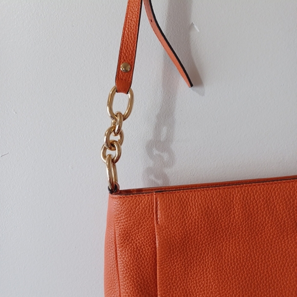 michael kors handbag Orange And Gold adjustable strap 7in. Deep Pre Owned - Picture 5 of 16